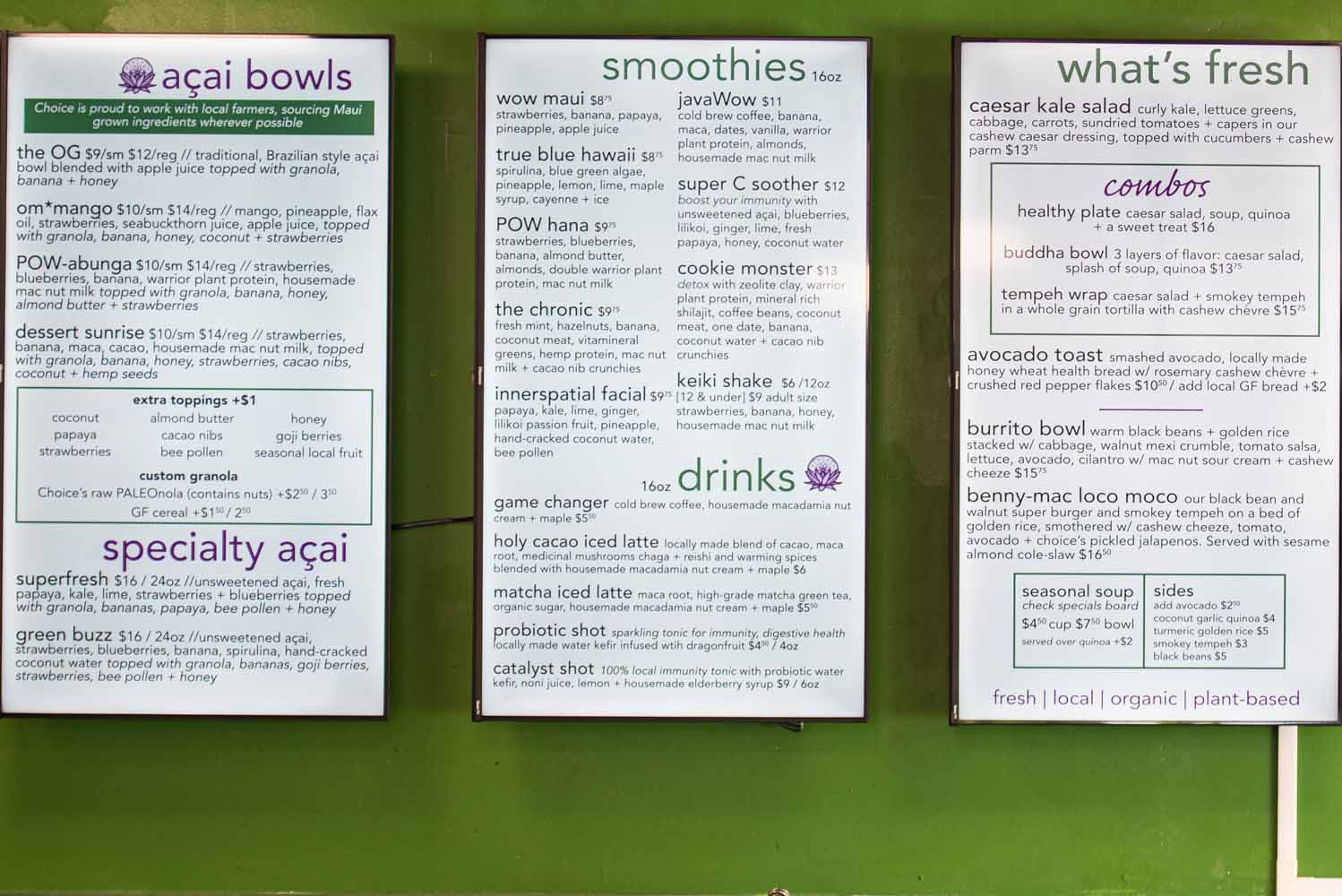 Menu at Choice Restaurant and Health Bar Lahaina