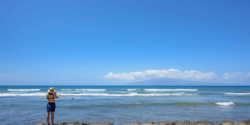 Watching Surfers at Launiupoko Beach Park